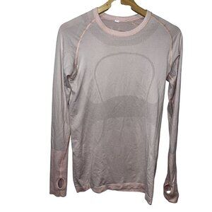 Lululemon Pink Long Sleeve Performance Top With Thumbholes Womens size 6